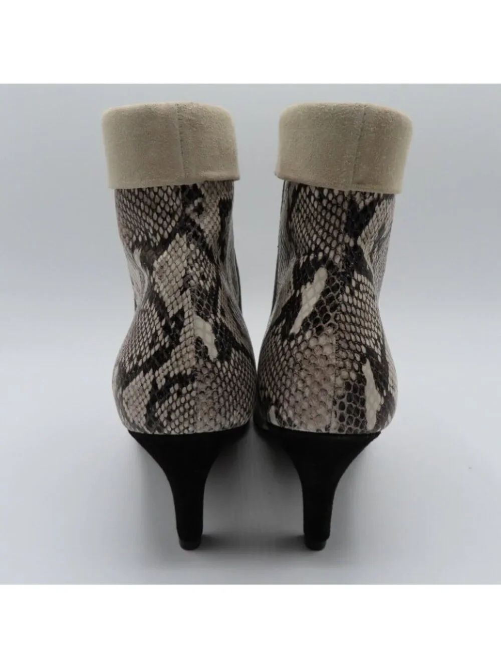 42 Gold Ojai Womens 8.5 Leather Snake Snakeskin Python Print Heeled Ankle Boots